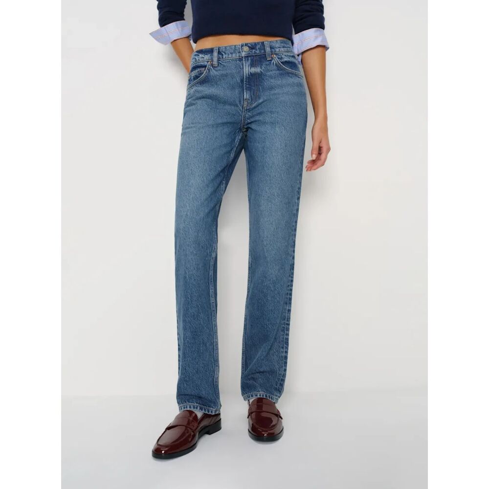 NWT Reformation Greer Mid Rise Straight Jeans Pelican | 30